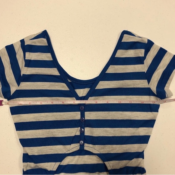 Planet Gold Junior’s Short Sleeve Hi-Low Hem Striped Blue & Light Grey Dress XS - Picture 8 of 8